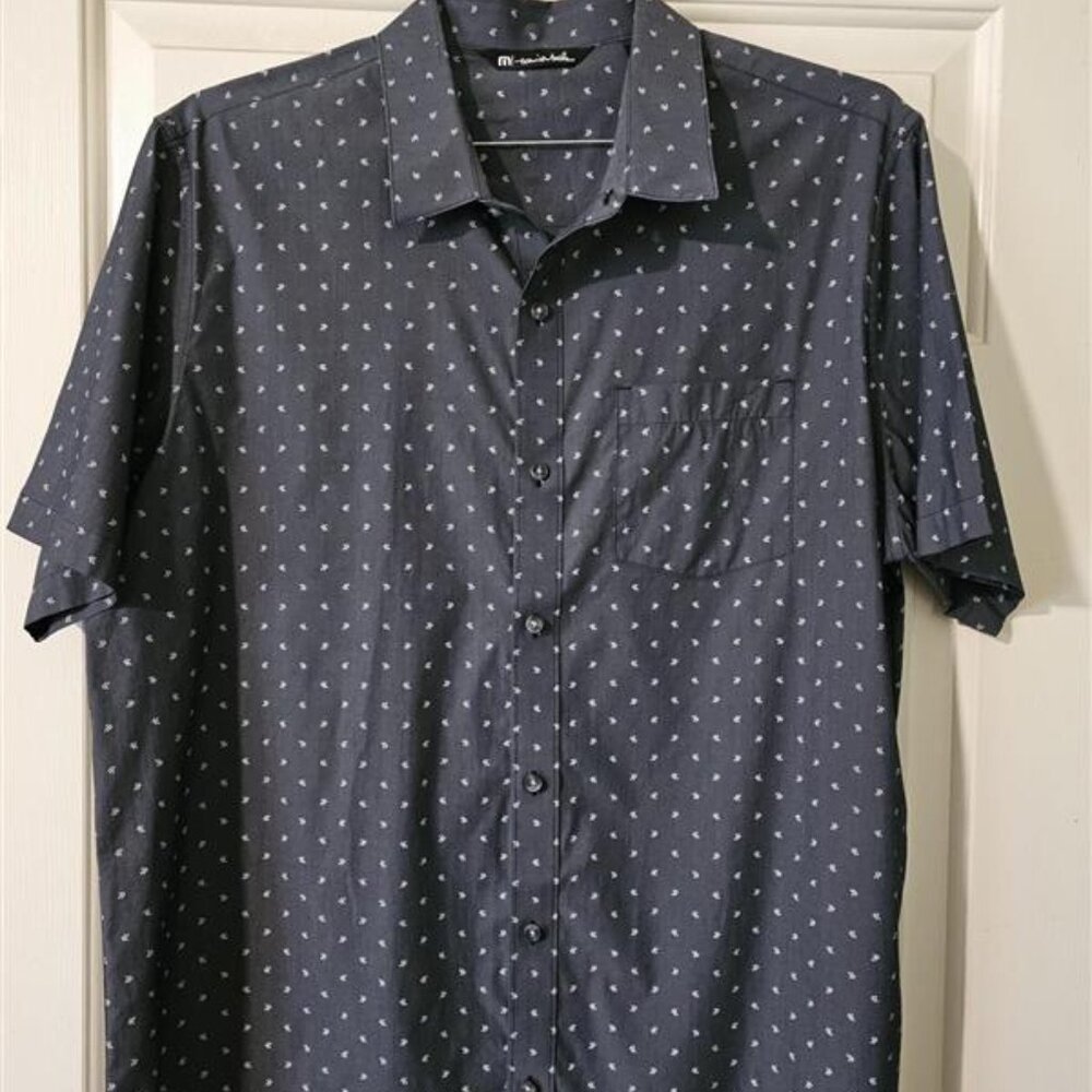 Travis Mathew Heather Charcoal Button Down Funky Arrows Shirt